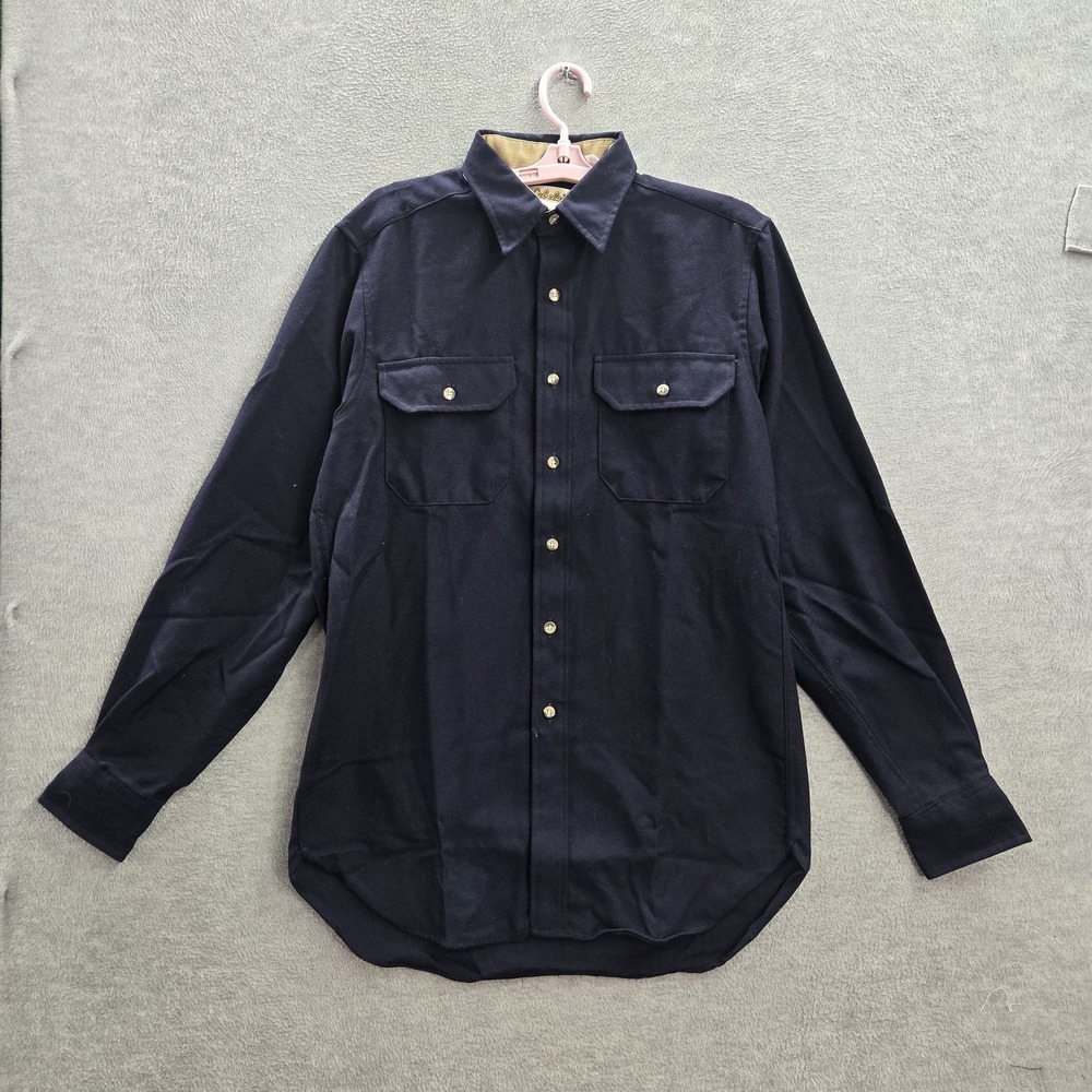 VINTAGE Cabela's Men Button Up Shirt M TALL Blue Twill Western